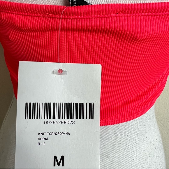 NWT Forever 21 Ribbed Coral Knit Tie Halter Crop Top Tank Top - Picture 5 of 8